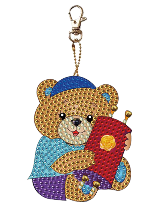 Diamond Art Torah Bear Keychain