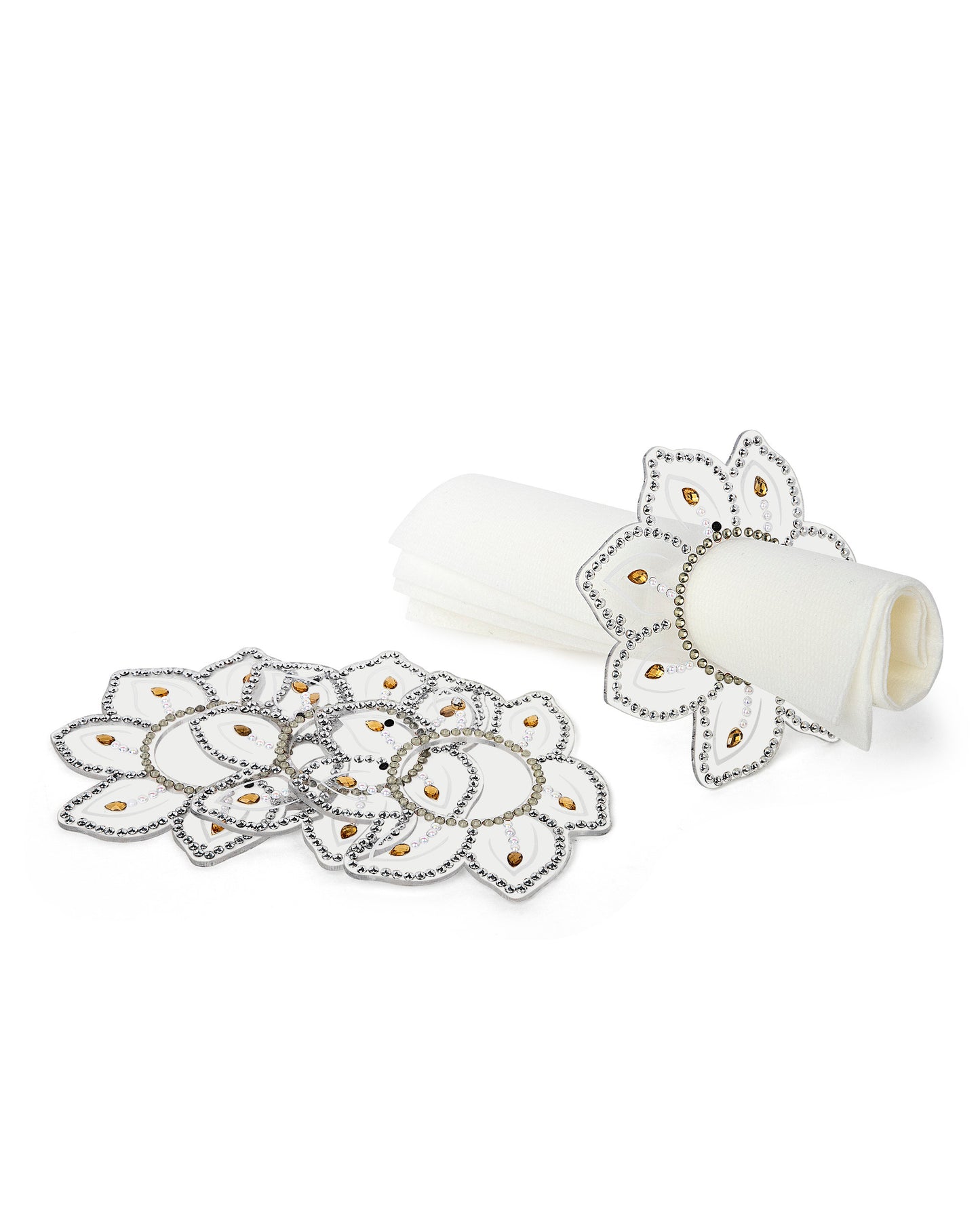 Diamond Art Lucite Napkin Rings