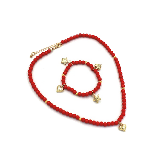 Bracelet and Necklace Kit - Red