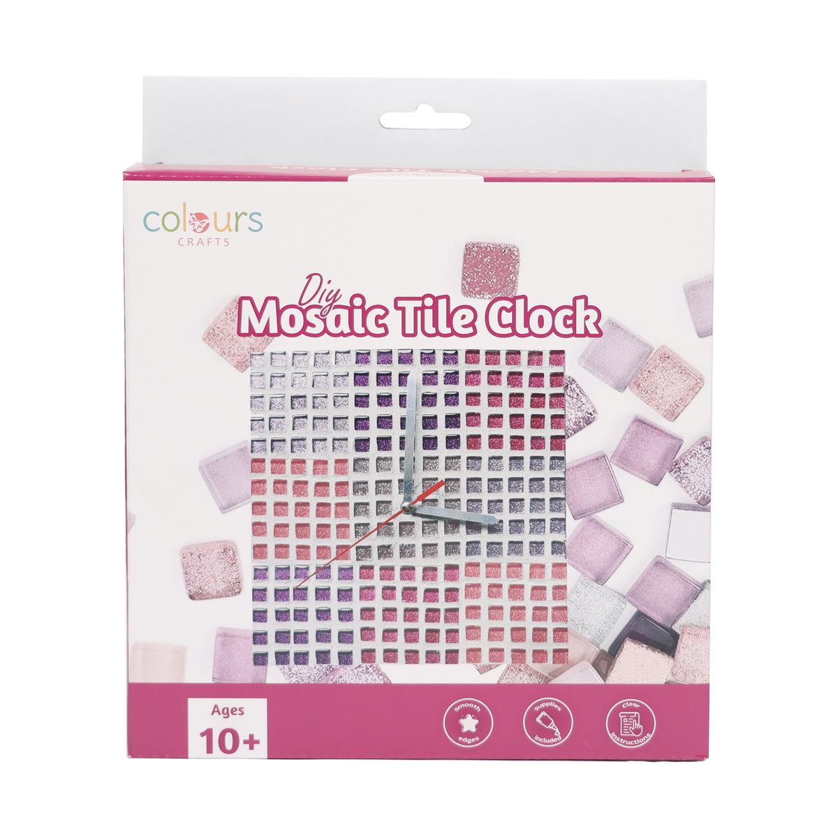 Mosaic Tile Clock - Pink – Colours Crafts